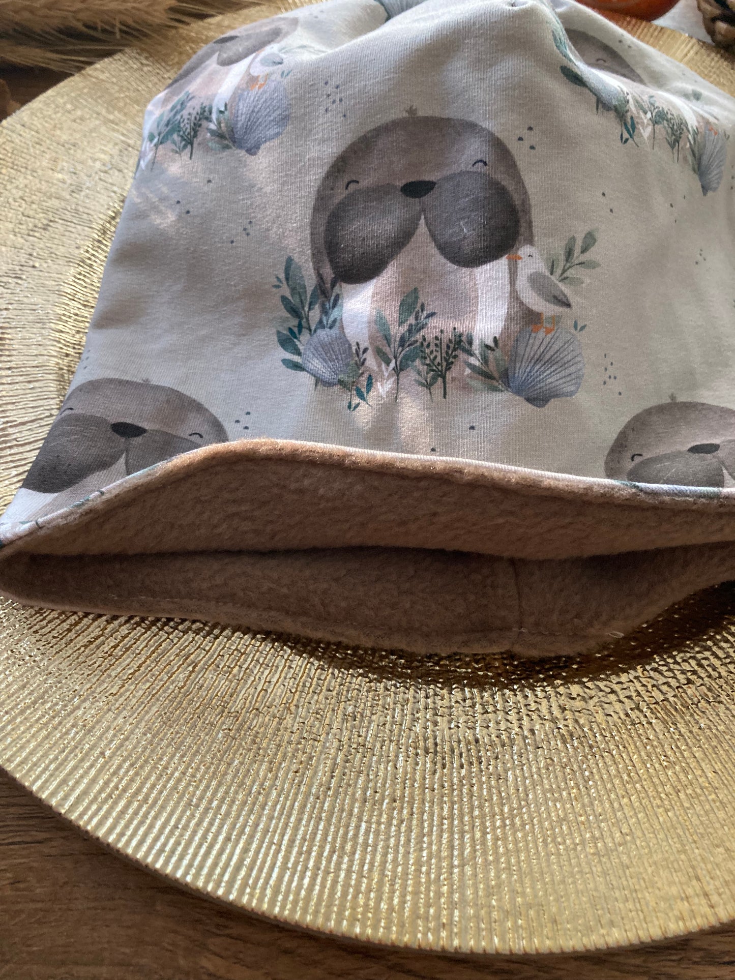 Walross Winter Kinderhaube, mit hochwertigem Fleece gefüttert.