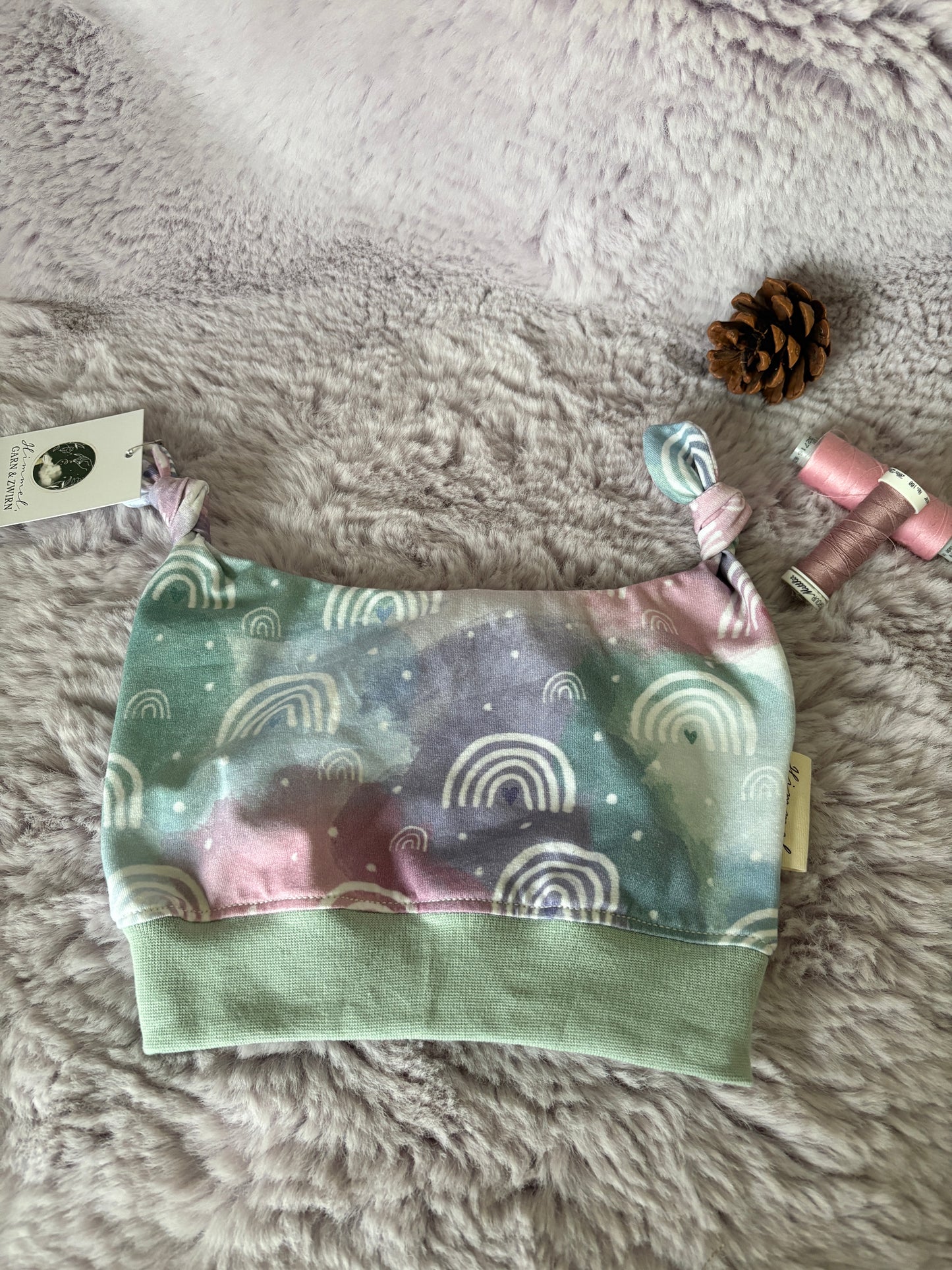 Kinder Haube mit Zipfeln aus BIO Jersey