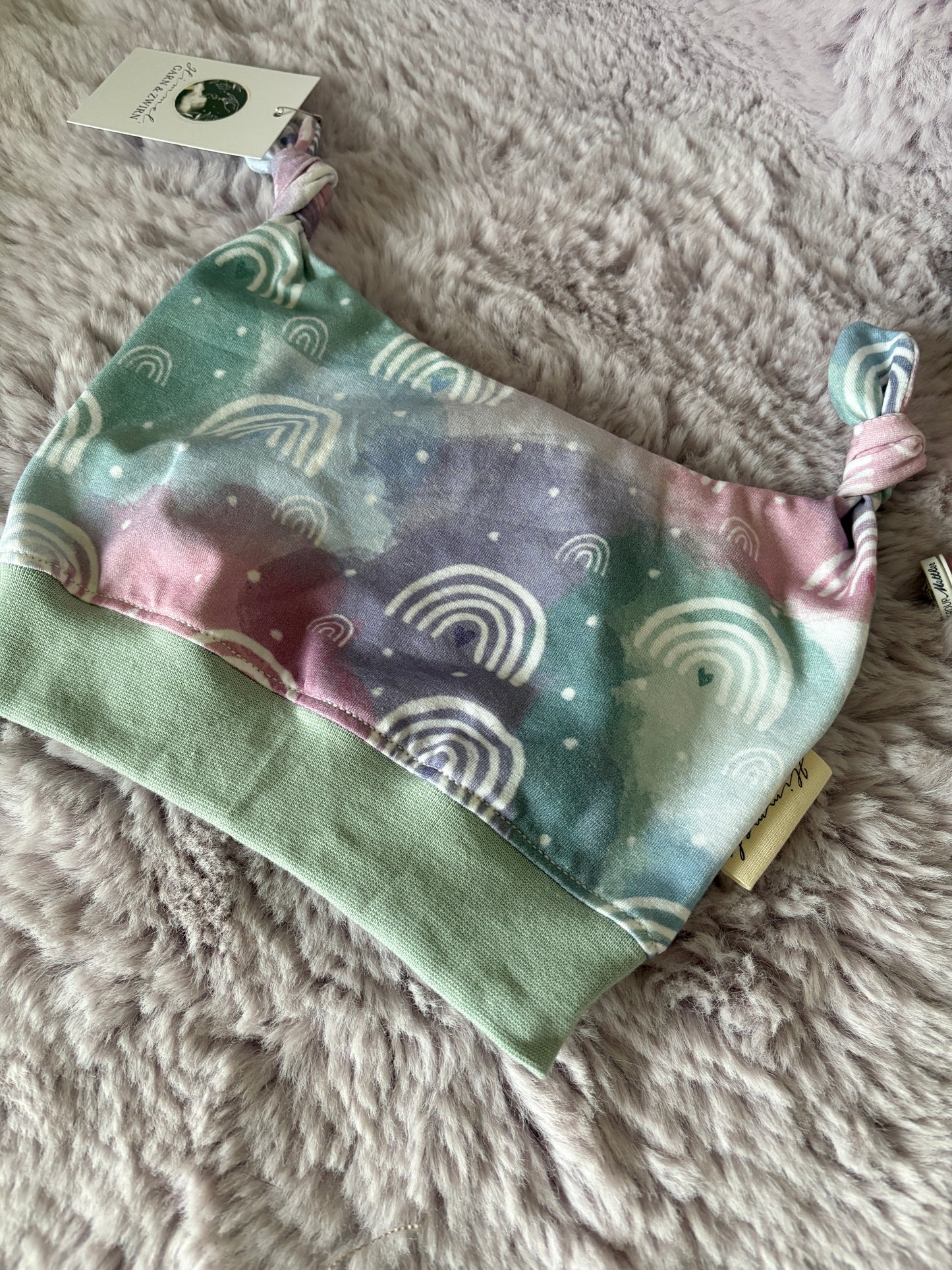 Kinder Haube mit Zipfeln aus BIO Jersey