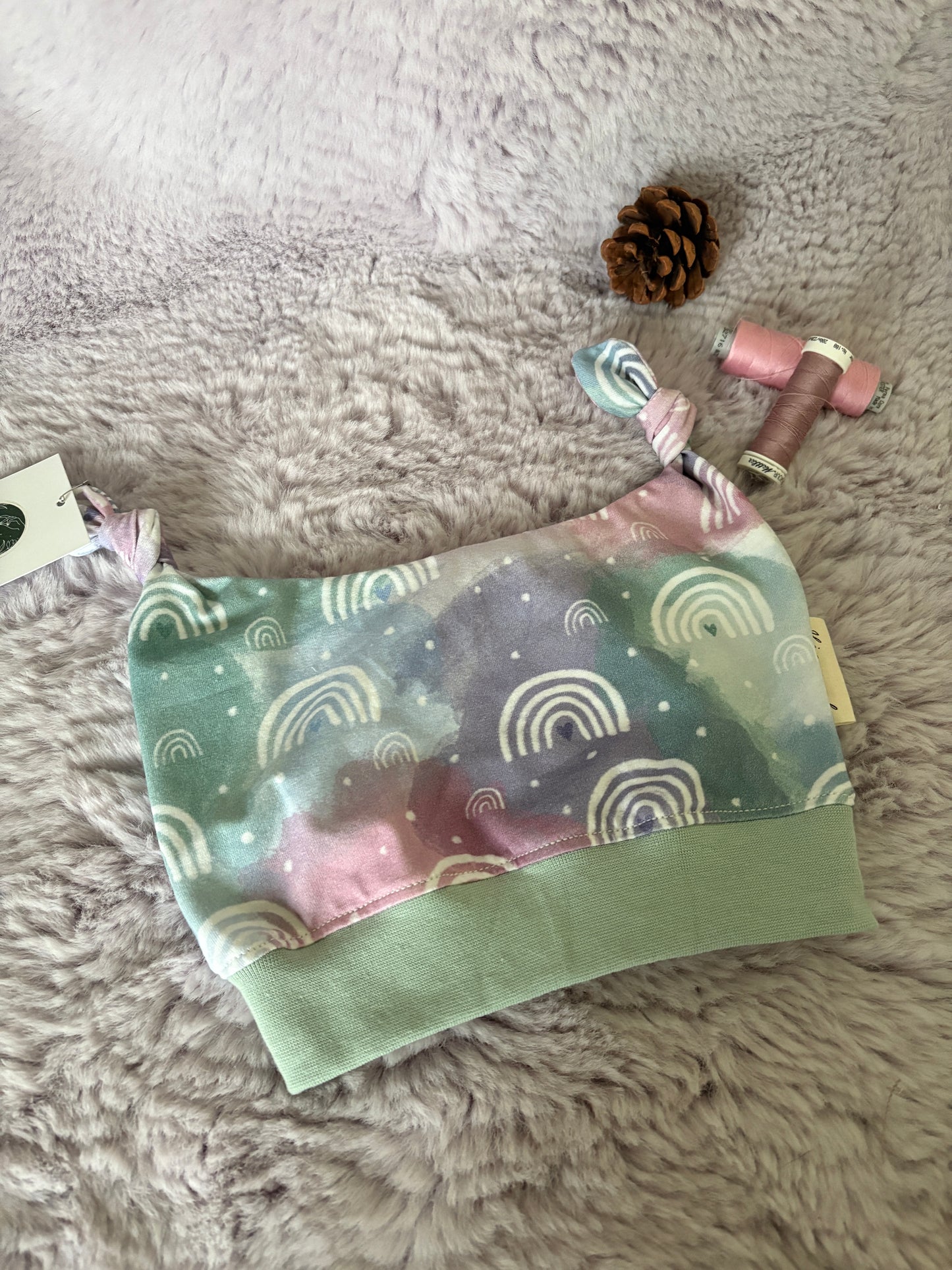 Kinder Haube mit Zipfeln aus BIO Jersey