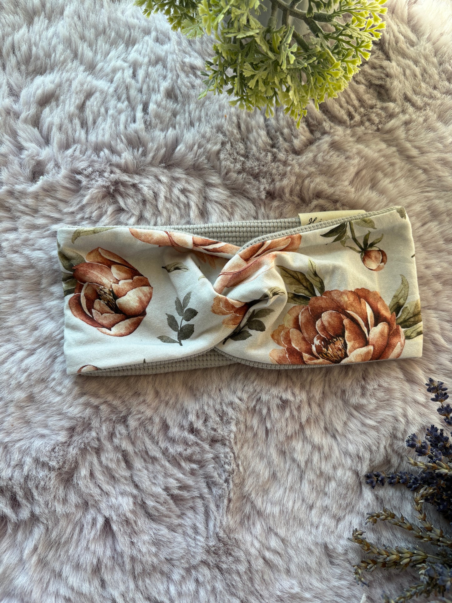 Kinder Stirnband mit Rosen Muster aus BiO Baumwolle 🌸