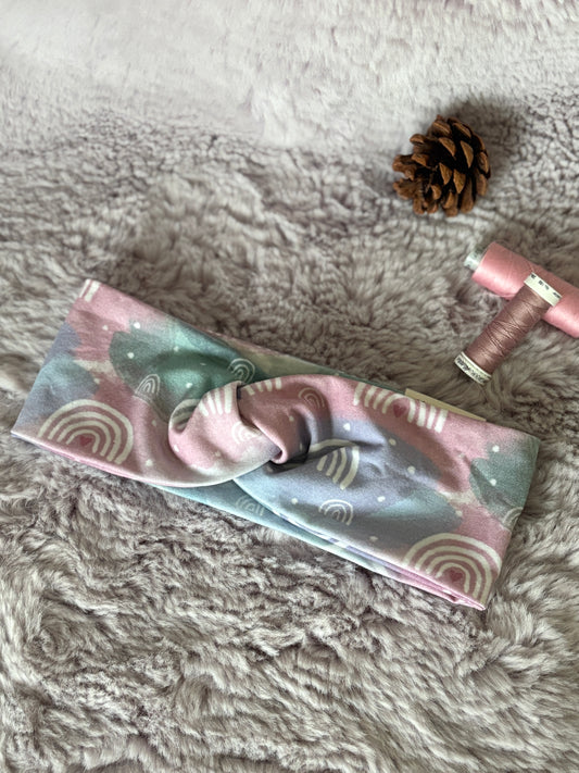 Stirnband aus BIO Jersey im Regenbogen Design