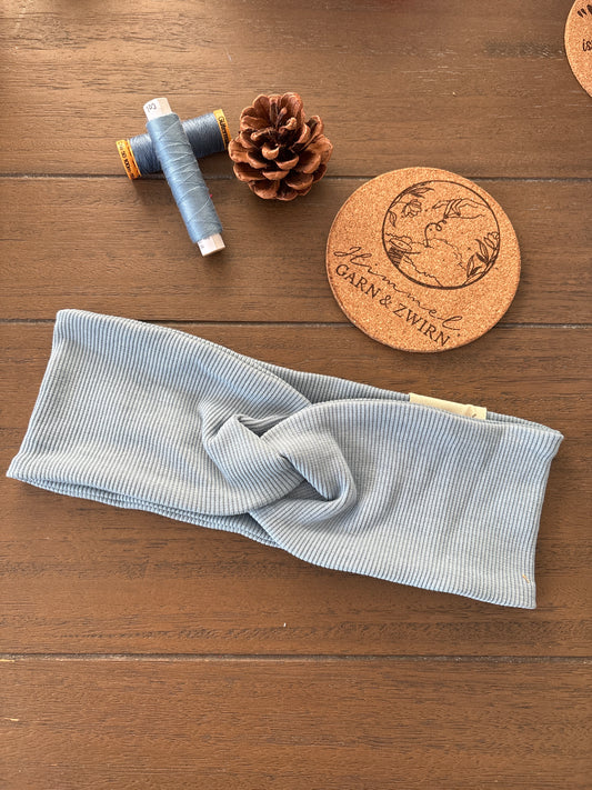 Stirnband in hellem Blau aus BIO Ripp Jersey Baumwolle