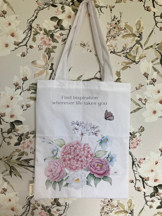 Nachhaltige Shoppinbag von handbemalten Aquarell Design aus BIO & GOTS Stoff